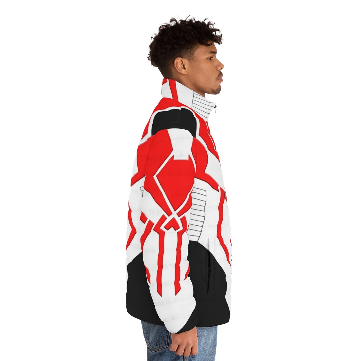 Marvel-inspired puffer jacket featuring Spider-Man 2099 design - men side right