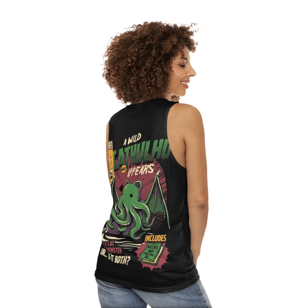 Cthulhu horror cat tank top - women back