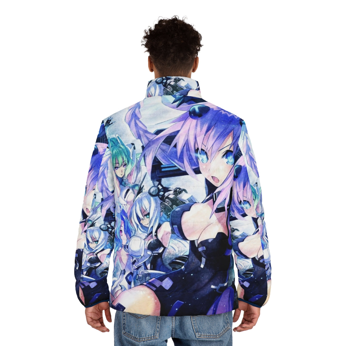 Hyperdimension Neptunia Neptune Puffer Jacket - Anime Merchandise Featuring Character Design - men back