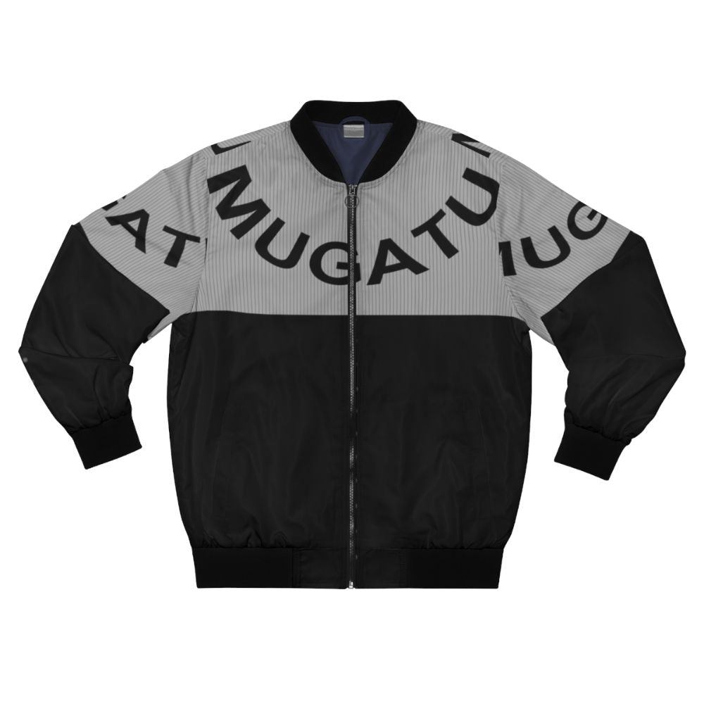 Mugatu inspired bomber jacket with "Can't turn left" design