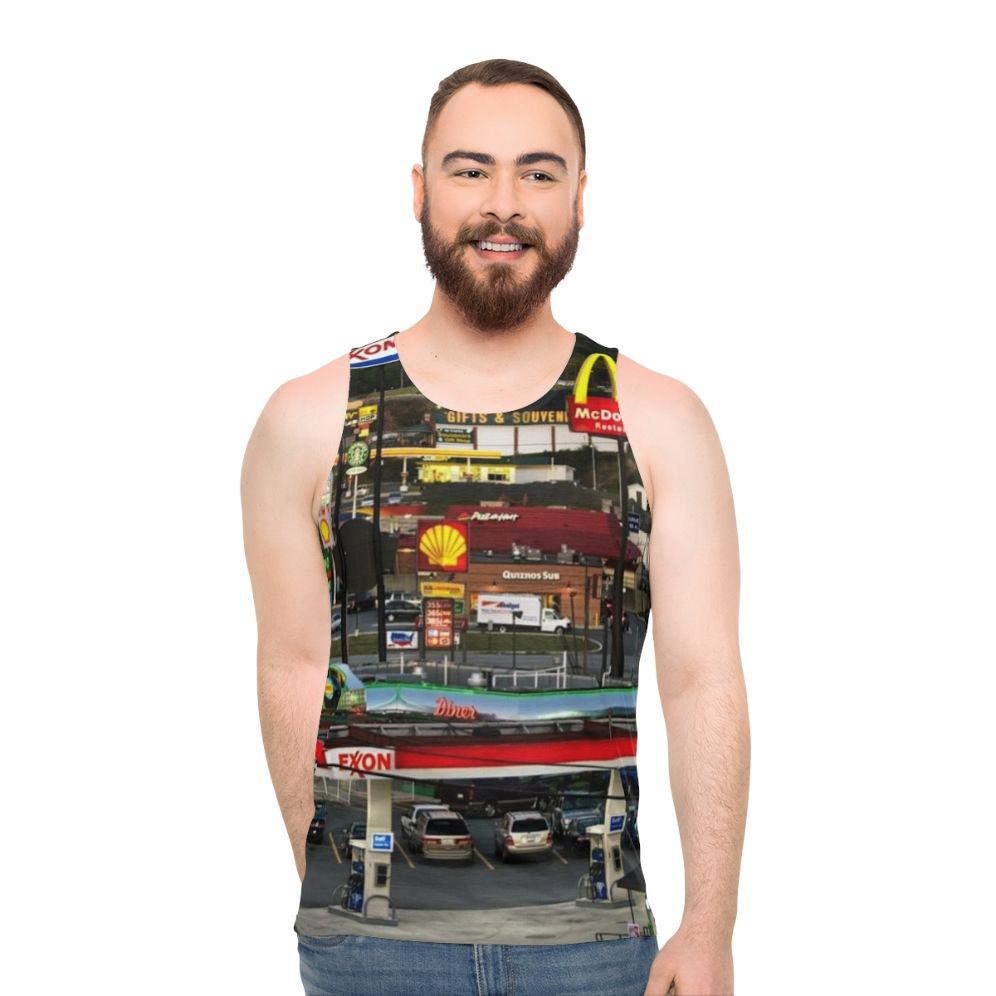 Vintage Truckstop in Breezewood, PA Unisex Tank Top - men