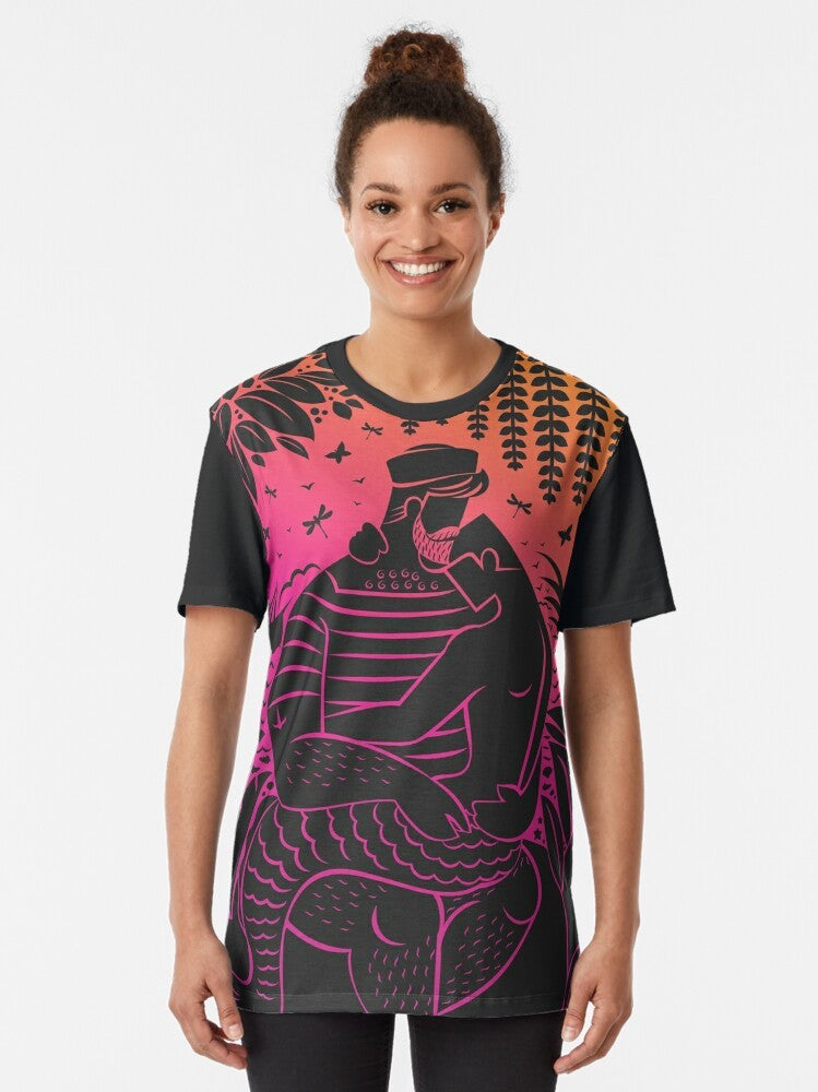 Sunset graphic design with a sailor daddy silhouette - Women