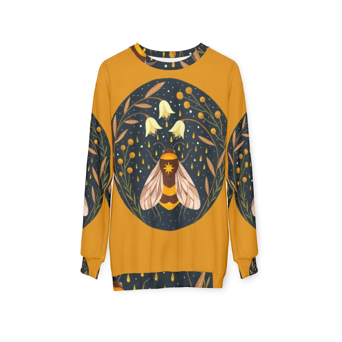 Gold Harvest Beekeeper Sweatshirt with Floral Motif - hanging