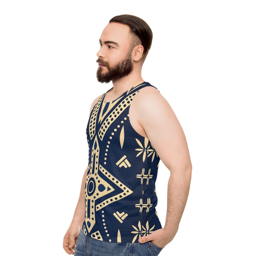 Unisex tank top featuring a traditional African mud cloth pattern - men side