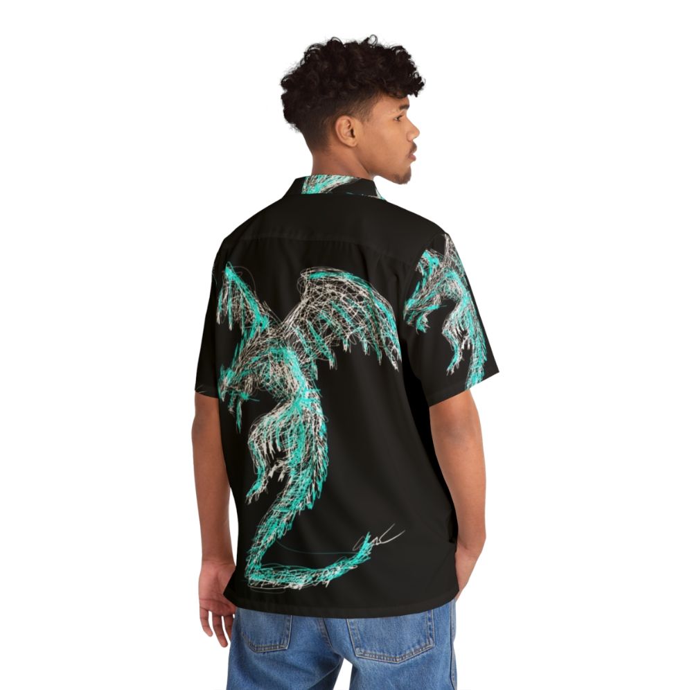 Mystic Lightning Dragon Scribble Hawaiian Shirt - People Back