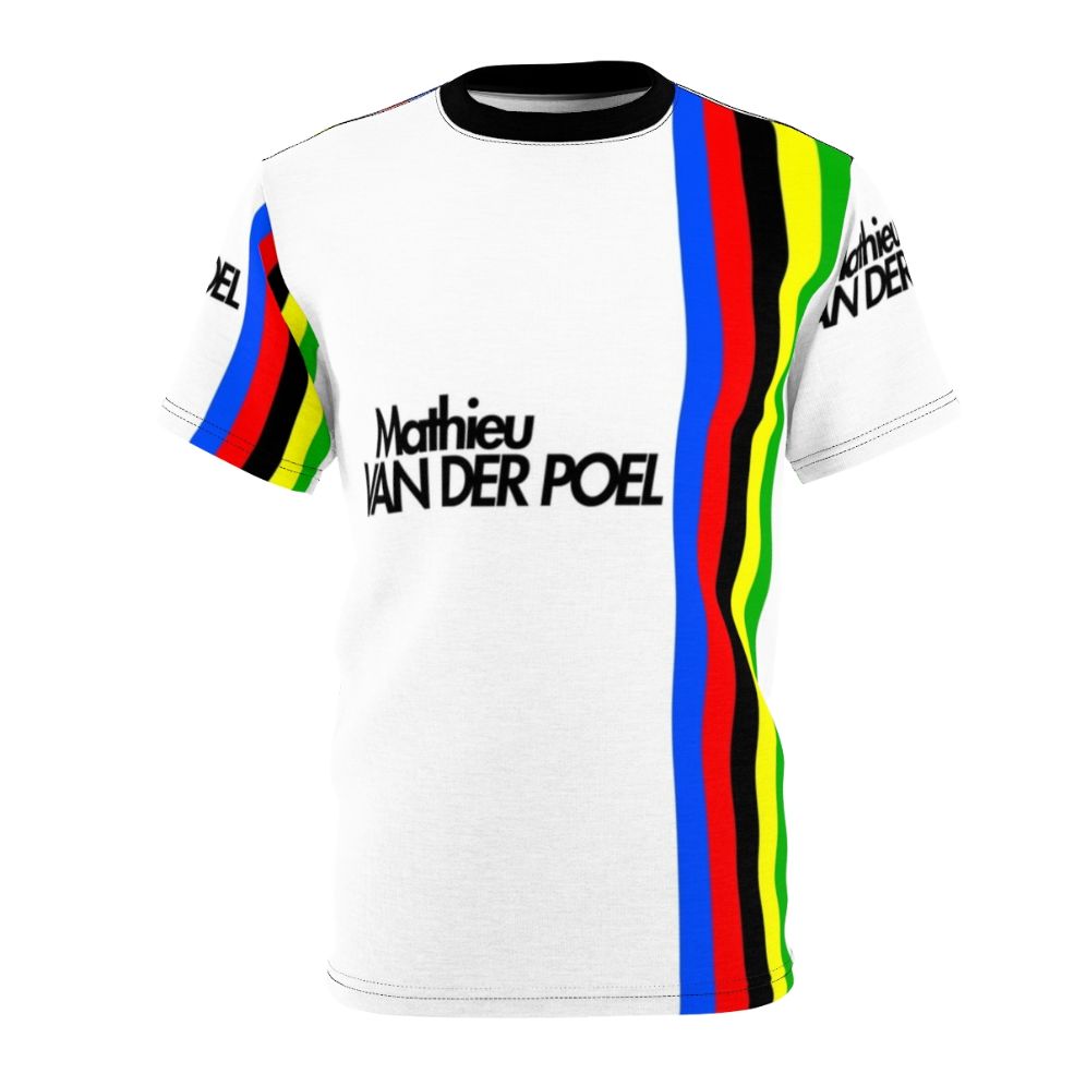 Cycling t-shirt featuring world champion Mathieu Van Der Poel in action