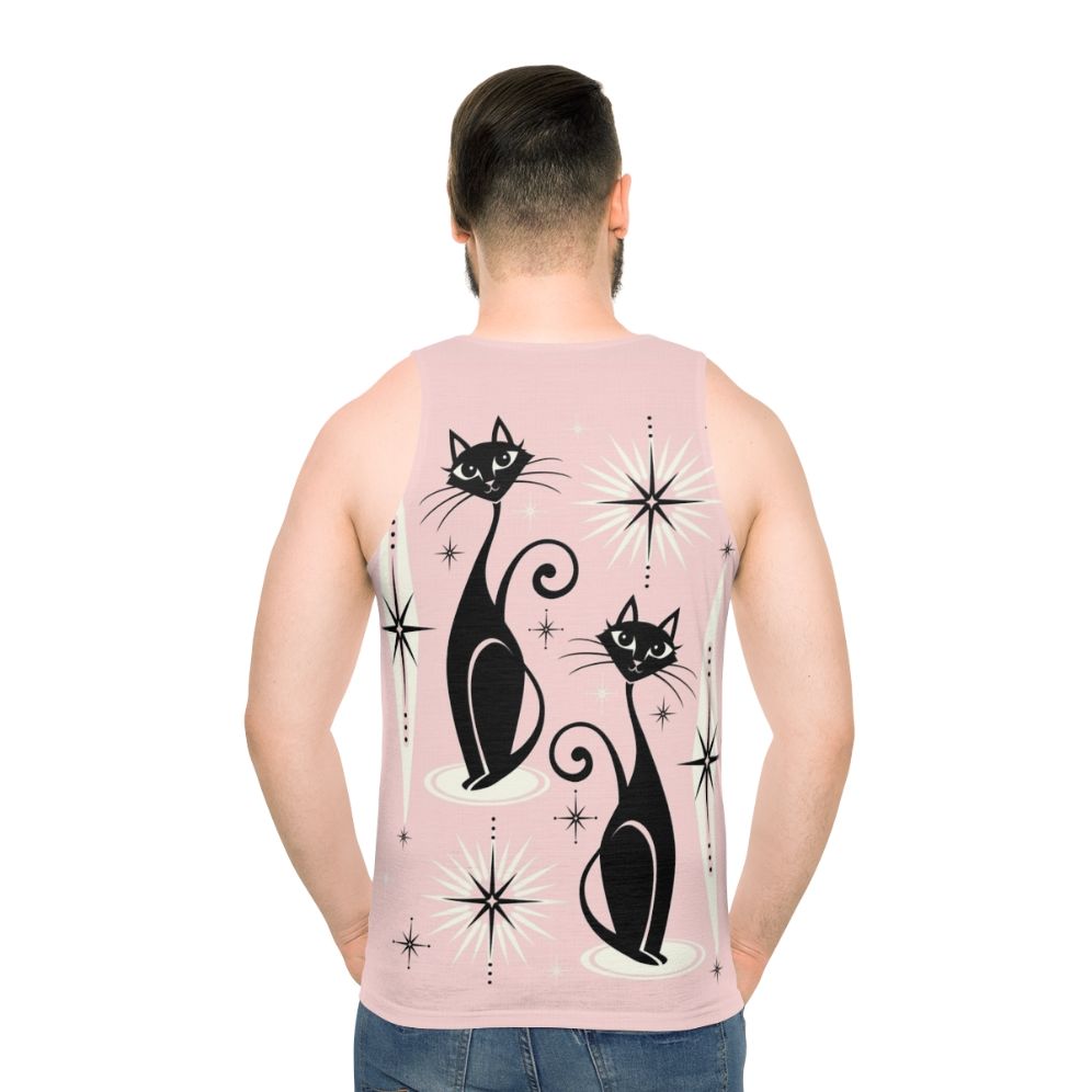 Atomic Meow Unisex Mid-Century Modern Tank Top - men back