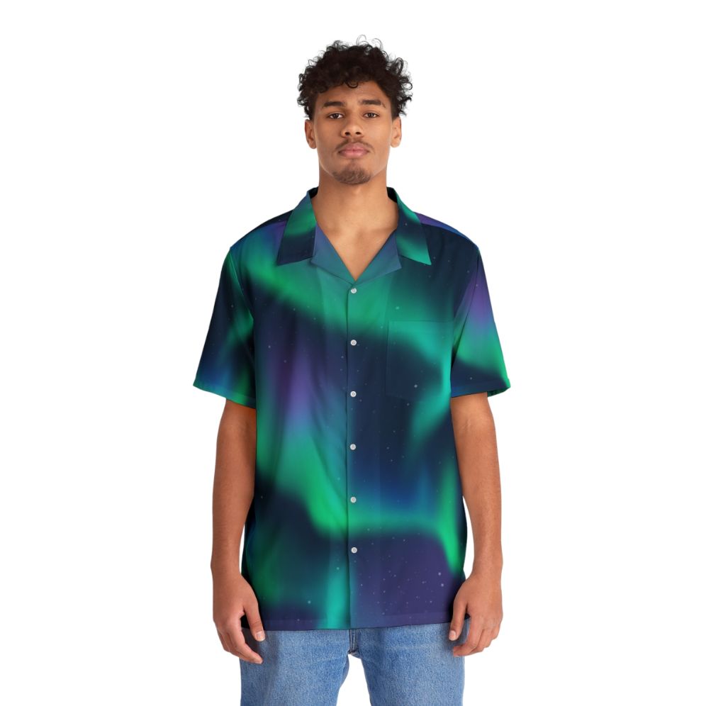 Aurora Borealis Northern Lights Hawaiian Shirt - People Front