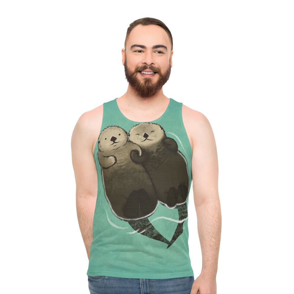 Otters Holding Hands Unisex Tank Top - men