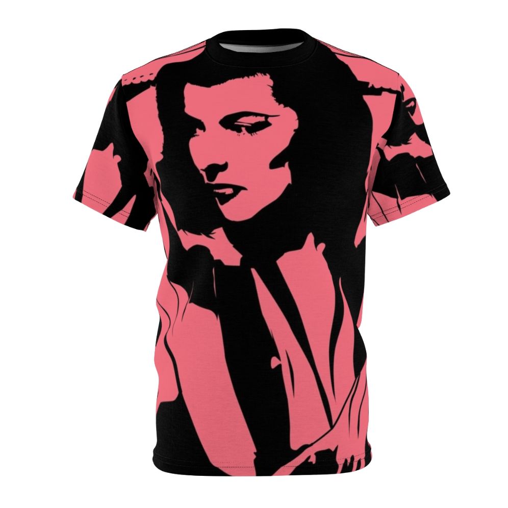 Artistic graphic t-shirt design with a portrait of classic Hollywood actress Katharine Hepburn