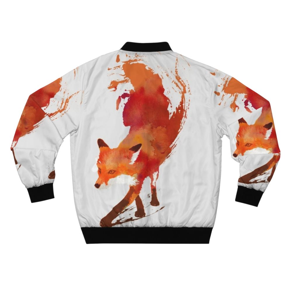 Watercolor painting of a fox on a bomber jacket - Back