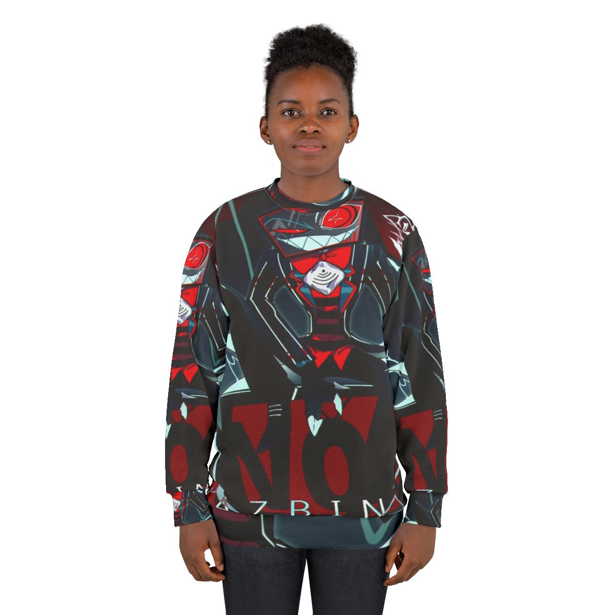 Hazbin Hotel Vox Sweatshirt featuring the character Vox - women