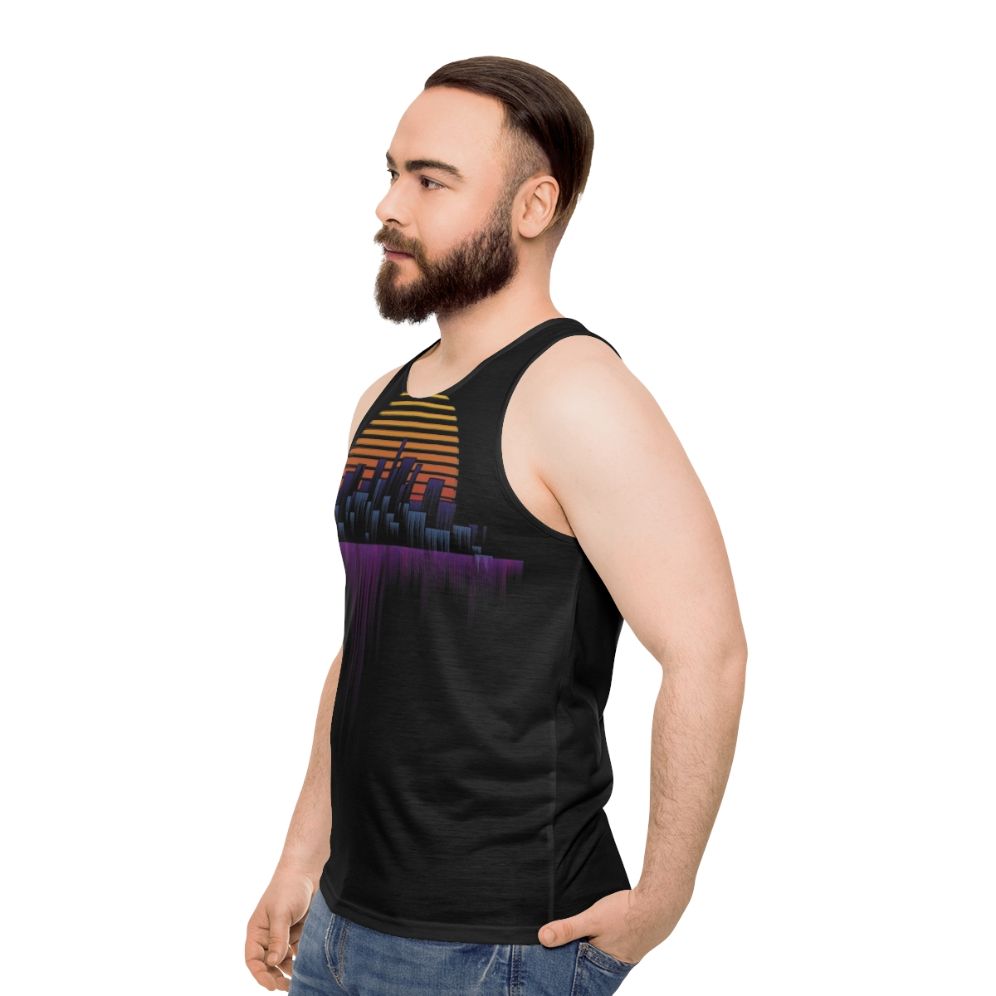 Retrowave Soundwave Unisex Tank Top - men side