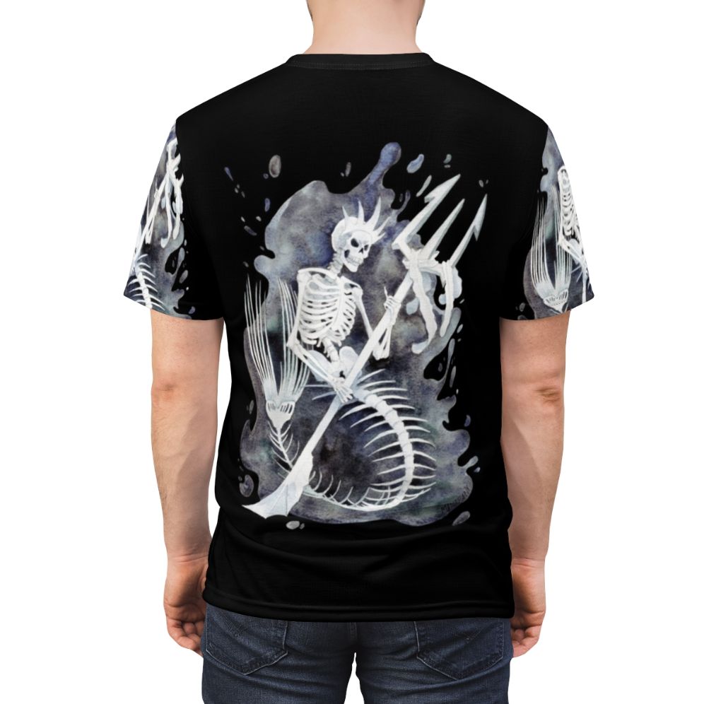 Mermaid skeleton graphic printed on a high-quality t-shirt - men back