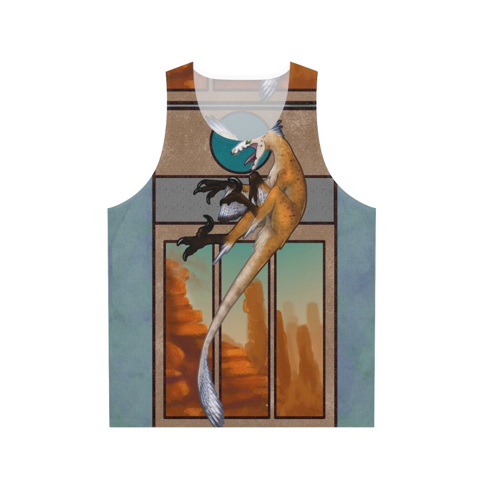 Feathered velociraptor dinosaur unisex tank top