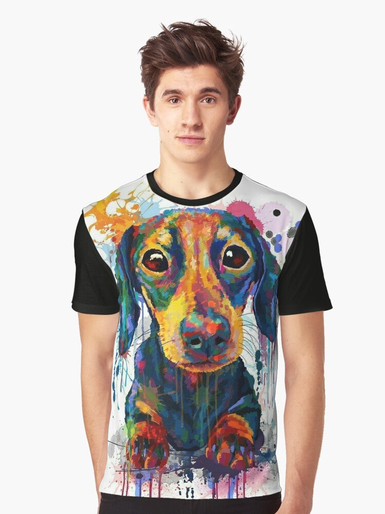 Cute dachshund dog illustration graphic t-shirt design - Men