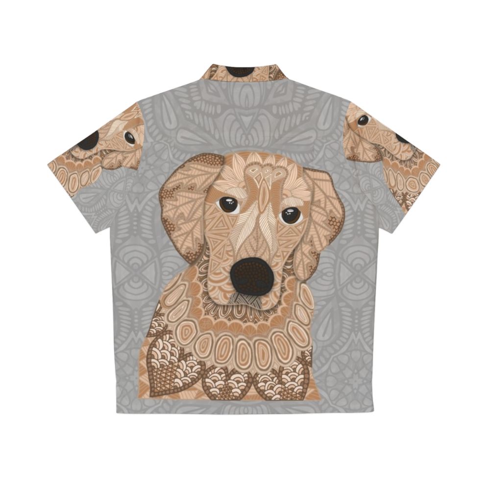 Tropical golden retriever dog pattern Hawaiian shirt - Back