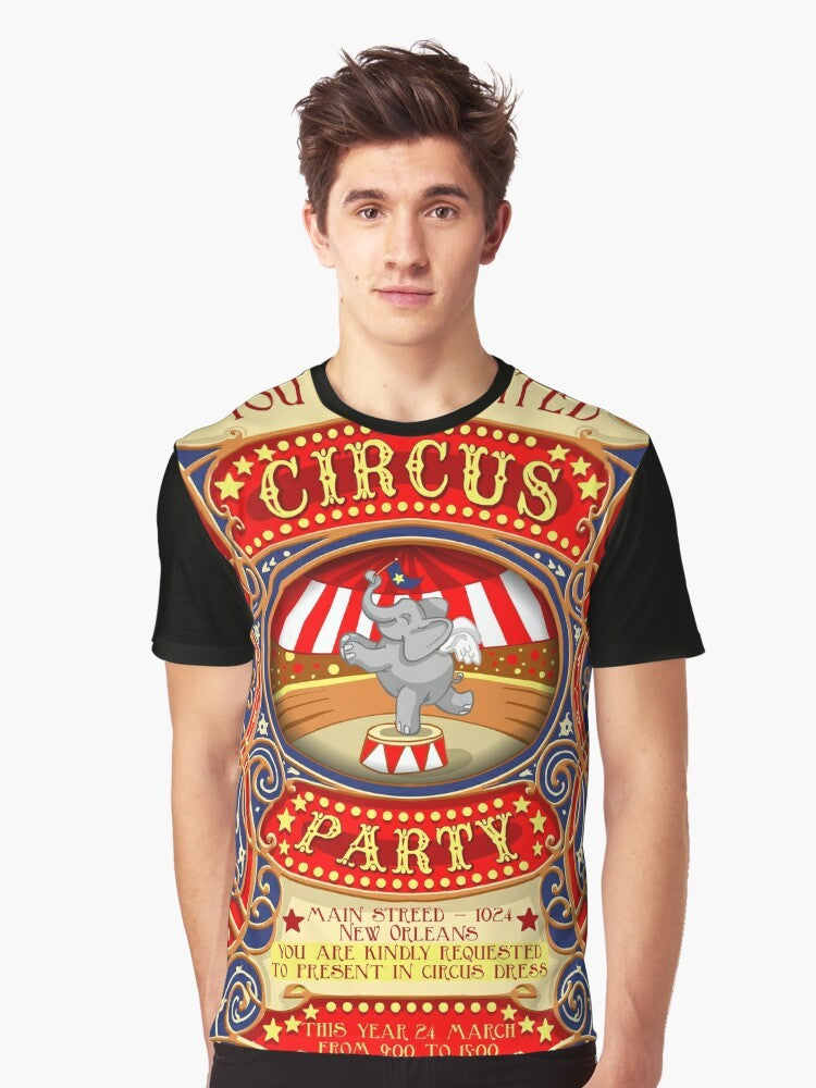 Vintage Dumbo the Flying Elephant circus party graphic t-shirt design - Men