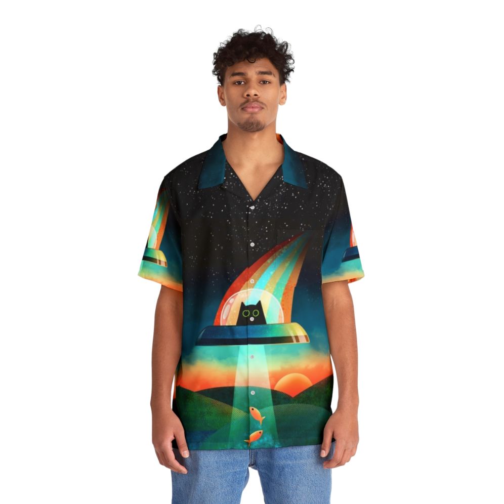 Alien Galaxy Cat Hawaiian Shirt - Lifestyle