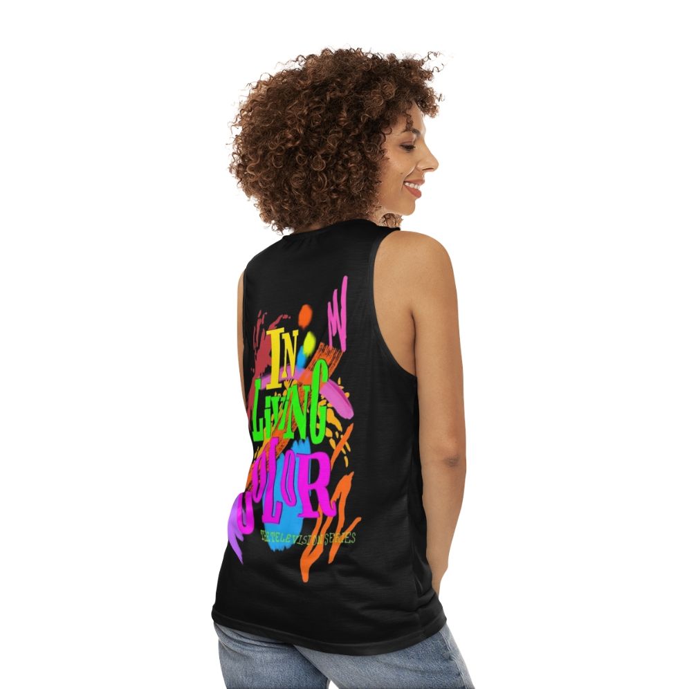 90s Unisex Tank Top with "In Living Color" Design - women back