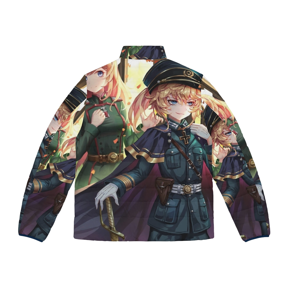 Tanya the Evil from Youjo Senki wearing a puffer jacket in her military uniform - Back