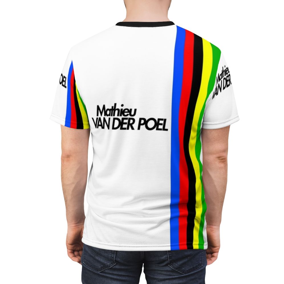 Cycling t-shirt featuring world champion Mathieu Van Der Poel in action - men back