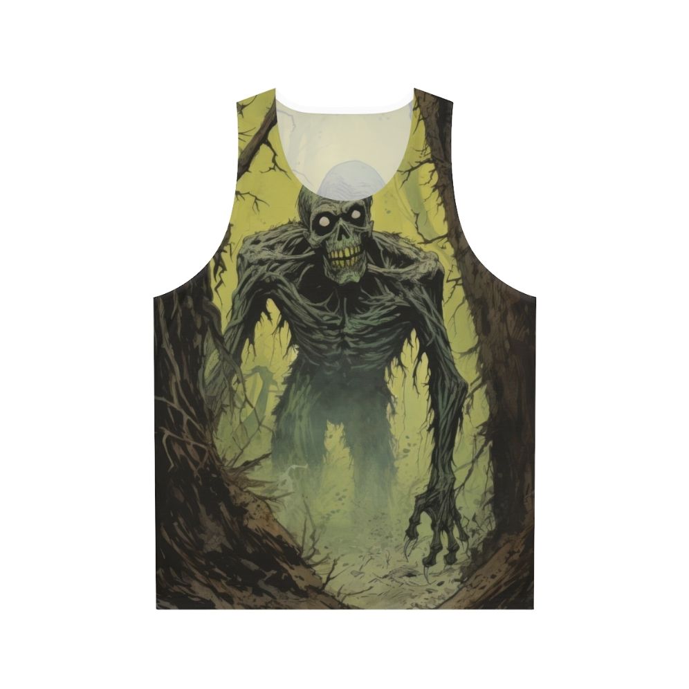 Zombie Stalker Unisex Tank Top with Haunting Illustration