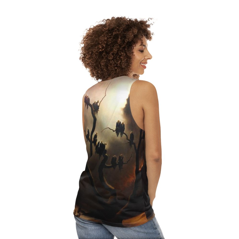 Retro surreal ghost tree unisex tank top - women back