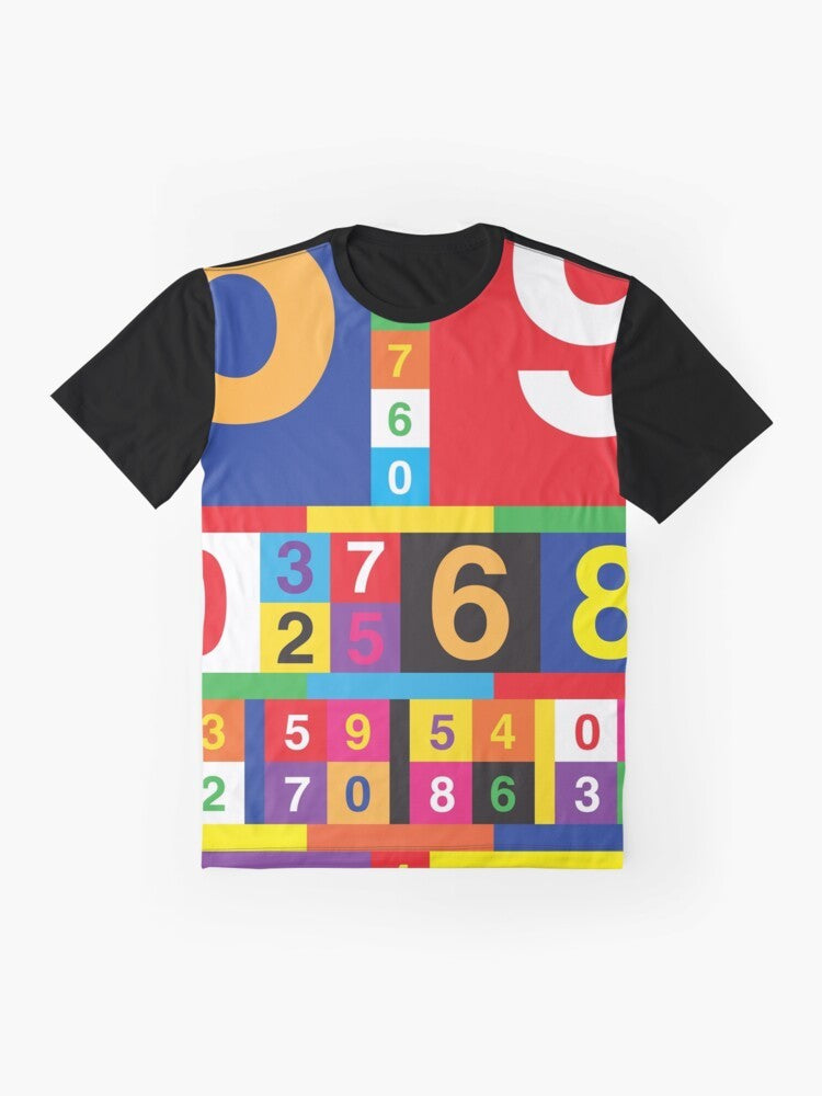 Coloured Numbers Graphic T-Shirt featuring a design inspired by the Culture Club band and their hit song "Karma Chameleon" - Flat lay