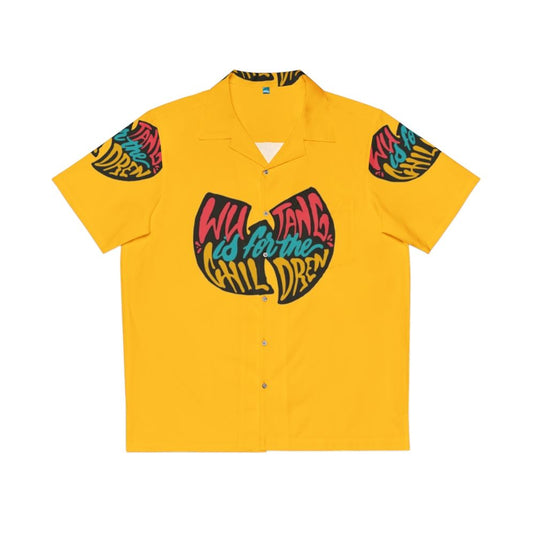 Black Hawaiian shirt with Tang Wu Clan design for children