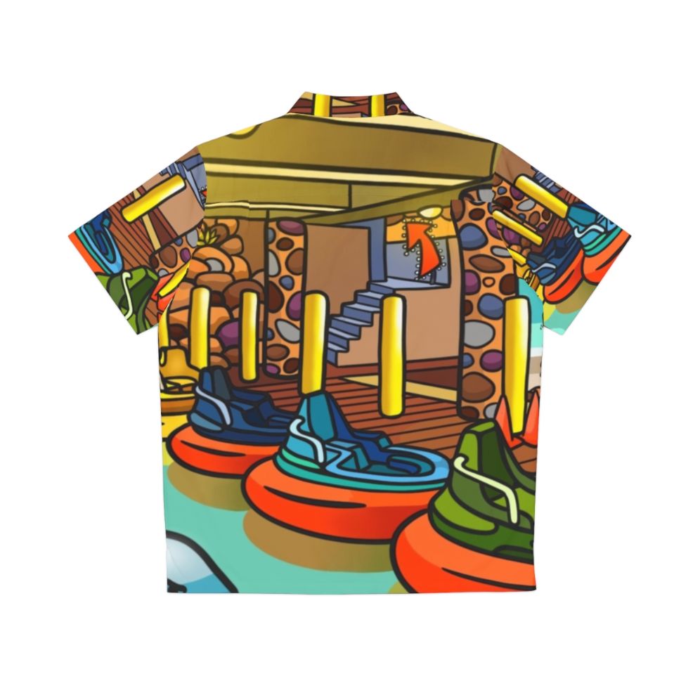 Bumper Boats Hawaiian Shirt featuring a scary shark design - Back