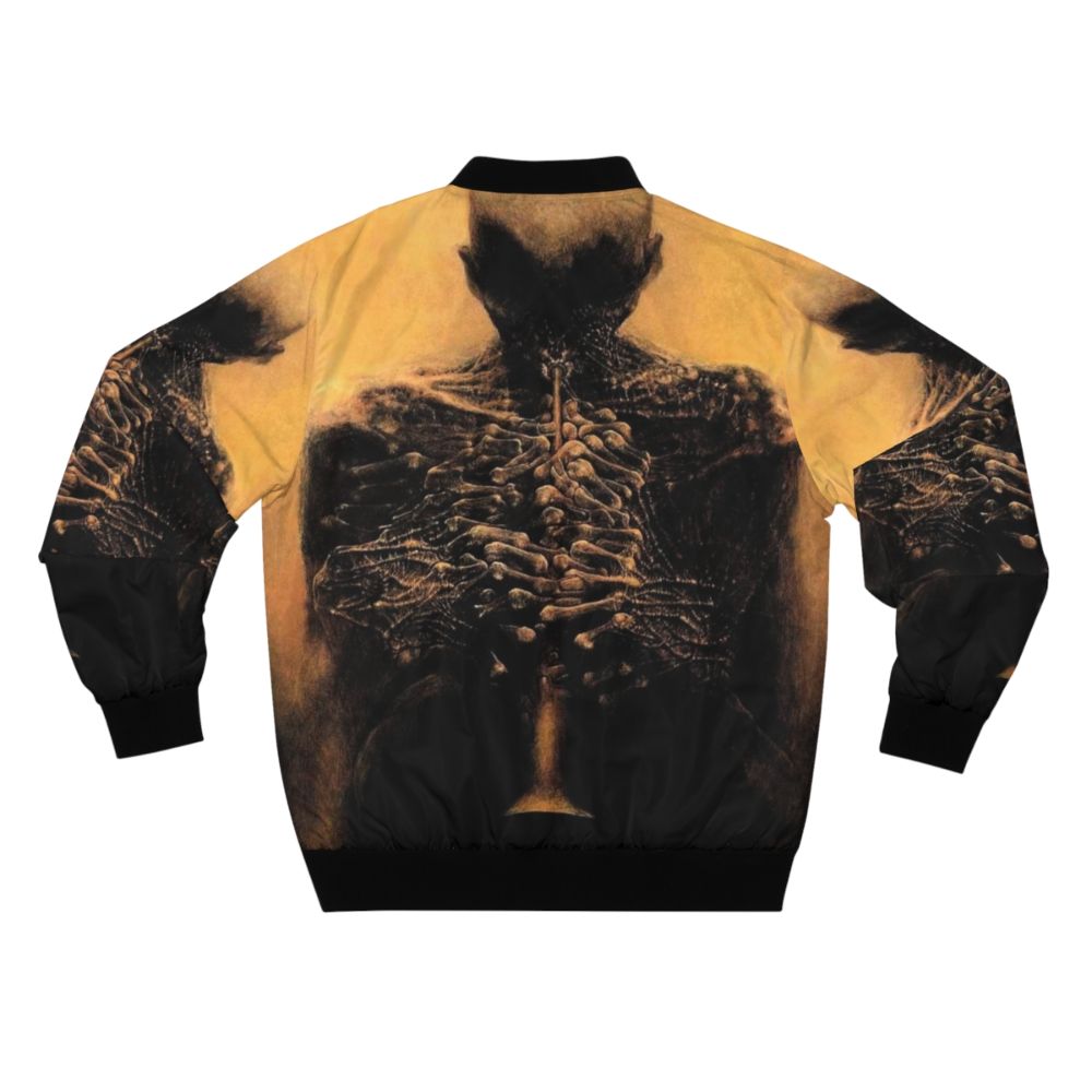 Zdzisław Beksiński's surrealist artwork "Untitled (Musician)" printed on a bomber jacket - Back