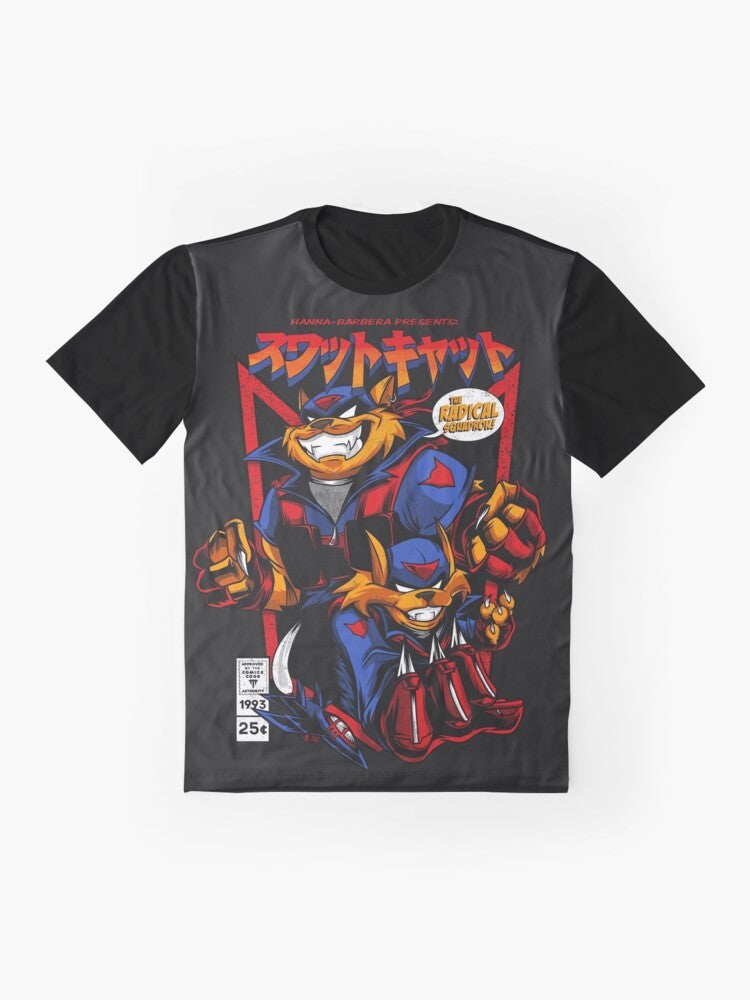 Retro Swat-Kats cartoon graphic design t-shirt - Flat lay