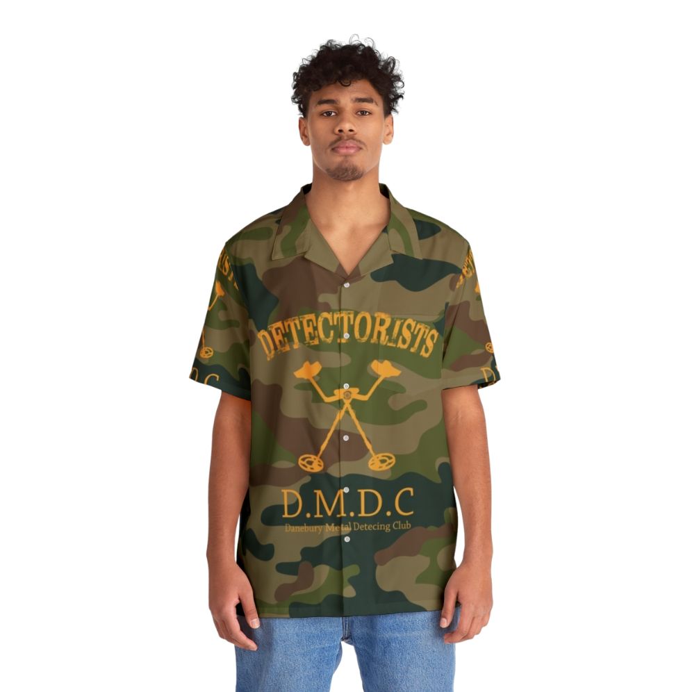 Detectorists Camo Hawaiian Shirt by Eye Voodoo featuring metal detecting and archaeology - People Front