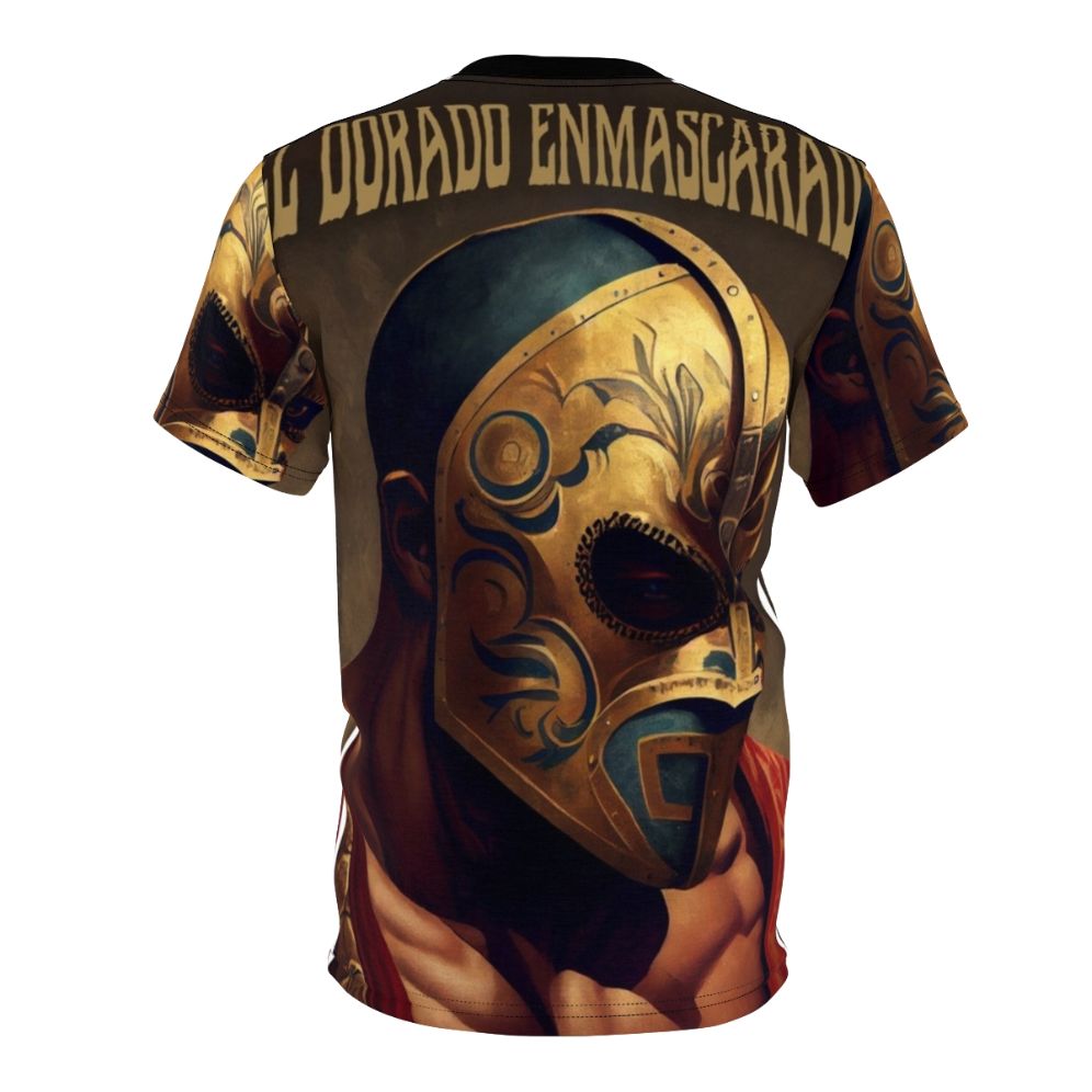 Masked wrestler t-shirt featuring a fighter in a wrestling mask - Back