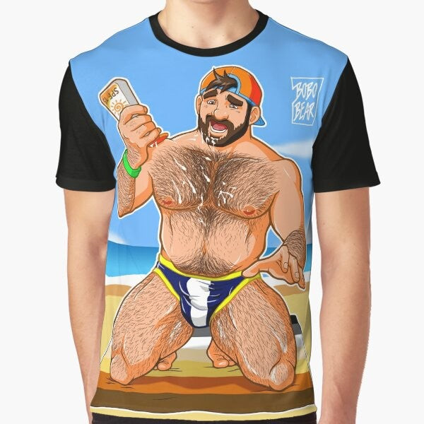 Adam's Sun Lotion Graphic T-Shirt - Gay Bear Pride Design