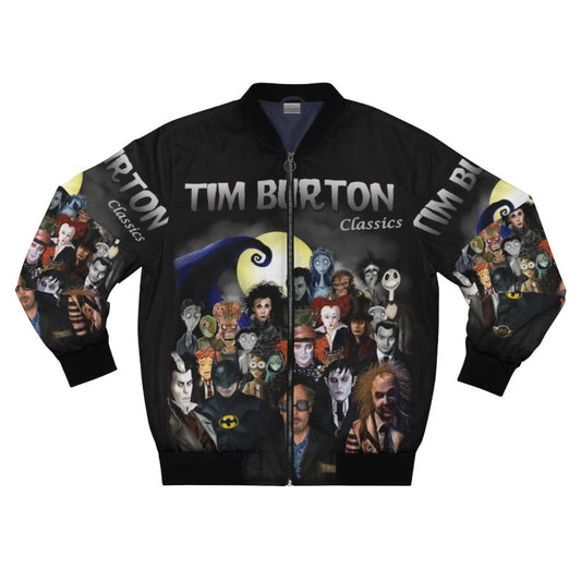 A bomber jacket featuring classic Tim Burton gothic and horror designs