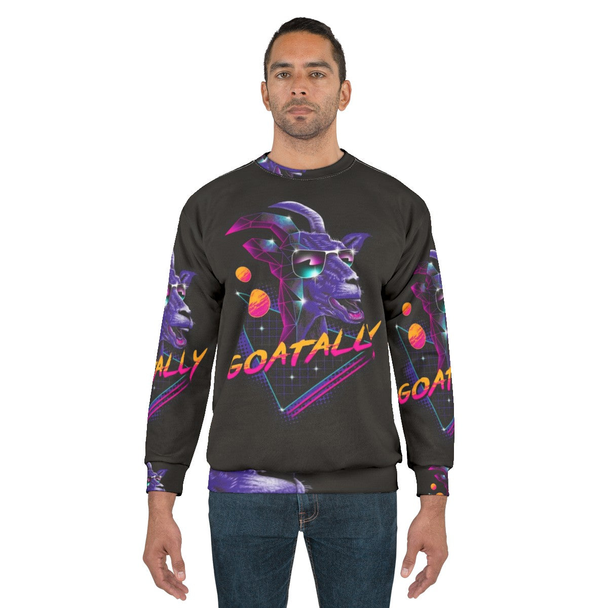 Goatally neon retro synthwave sweatshirt - men