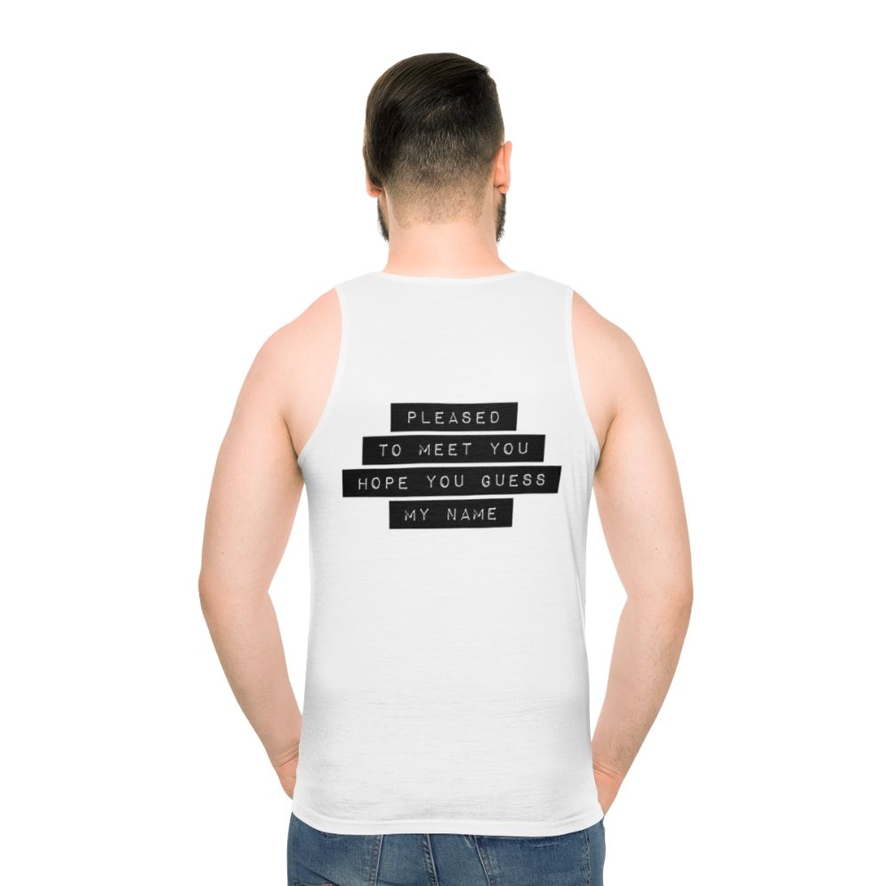 Pleased to Meet You Unisex Tank Top - Classic 80s Devil Stones Vinyl Graphic - men back