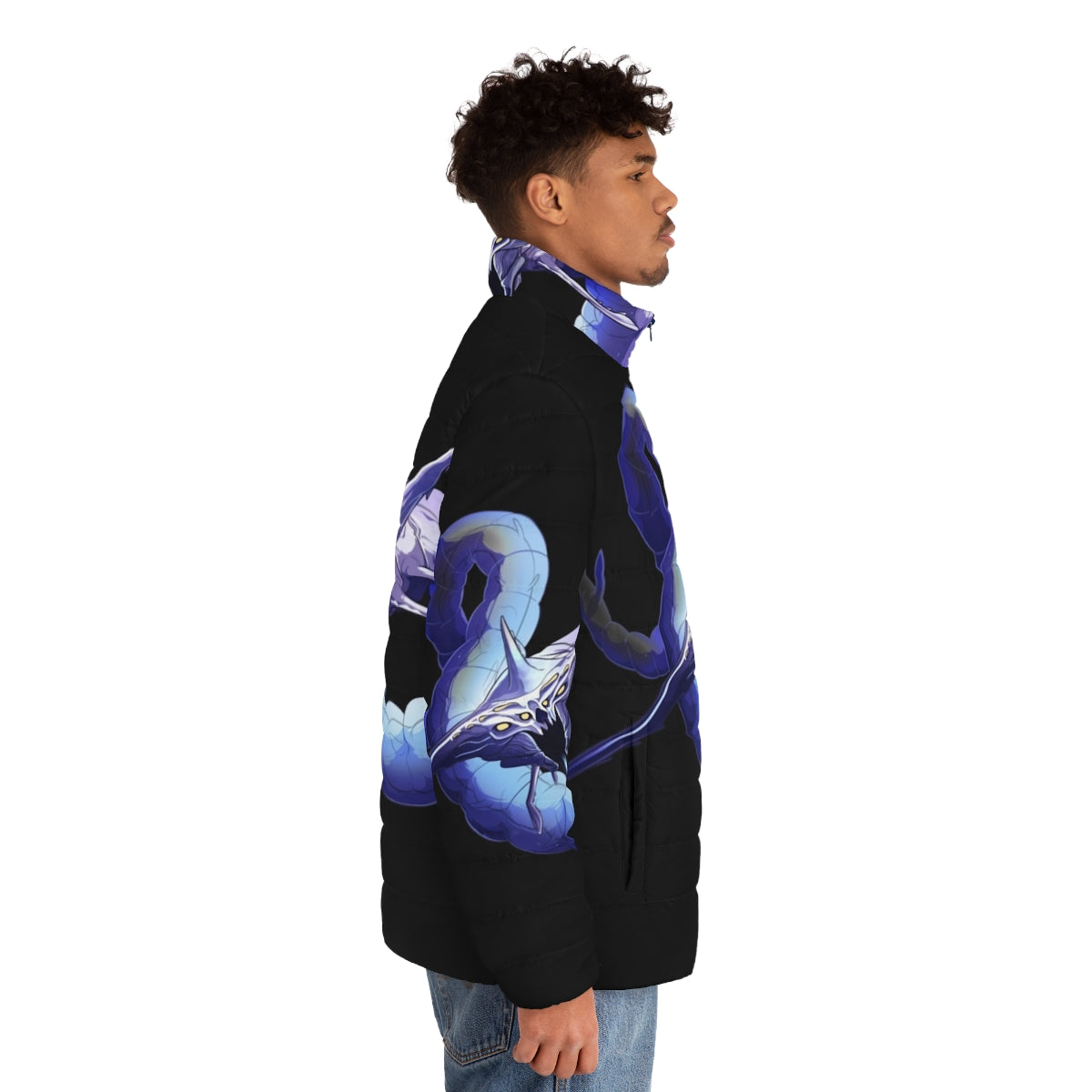 Ghost Leviathan Puffer Jacket Featuring Subnautica Alien Design - men side right