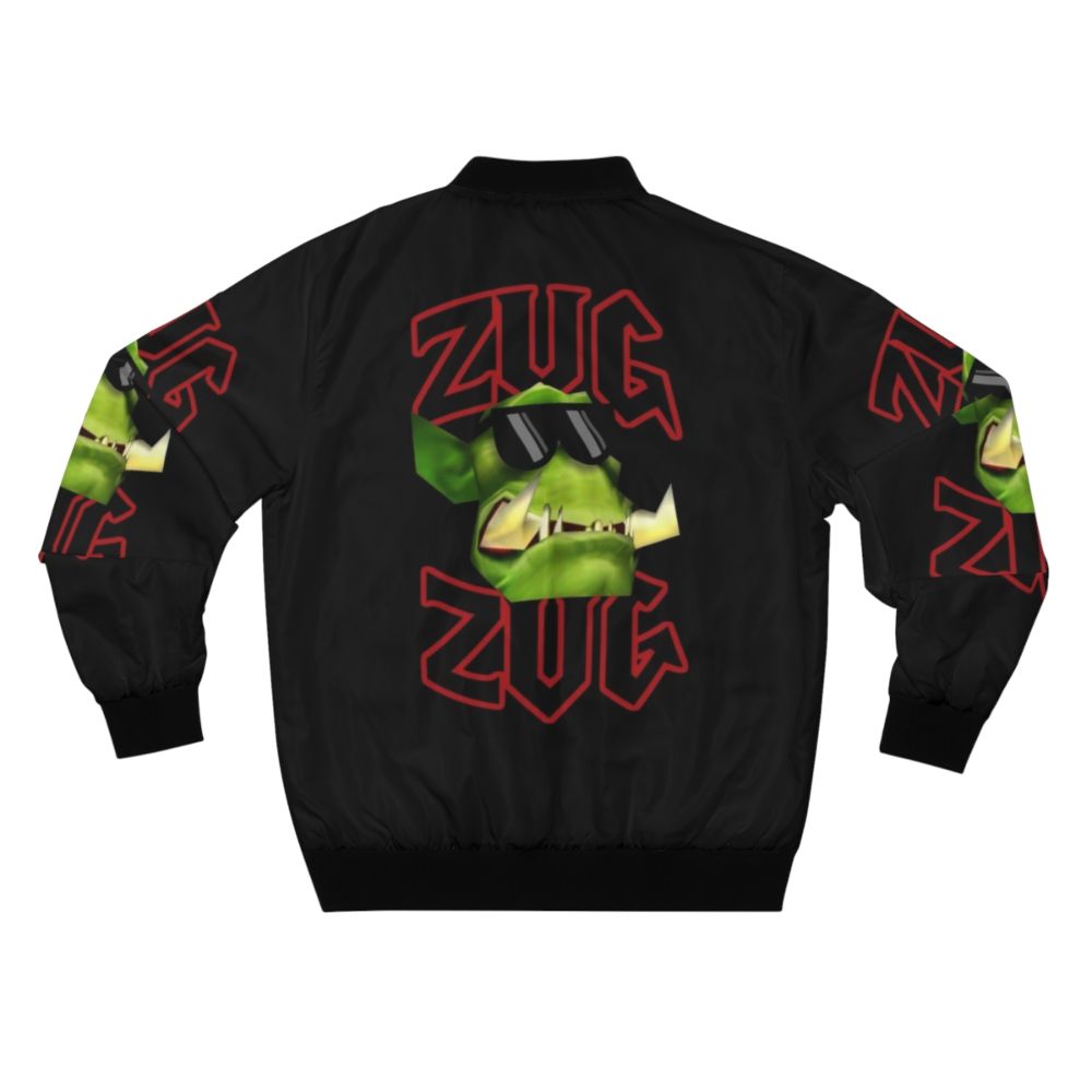 Warcraft inspired ZUG ZUG bomber jacket with orc and gaming references - Back