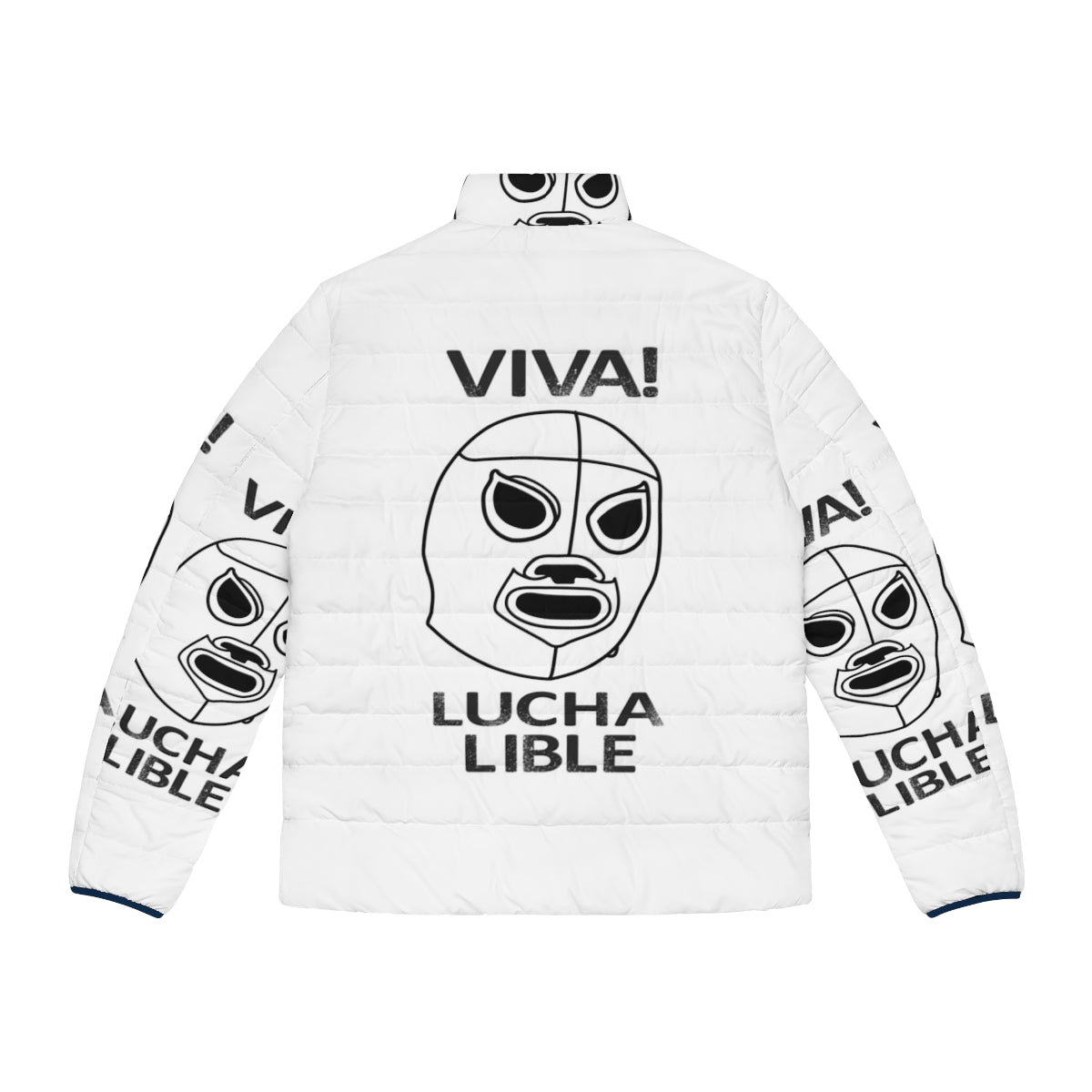 No More Heroes Lucha Libre Puffer Jacket featuring Mexican pro wrestler design - Back