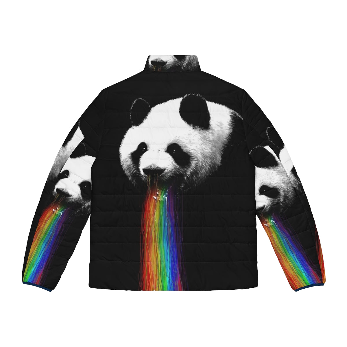 Colorful puffer jacket with panda graphic design - Back