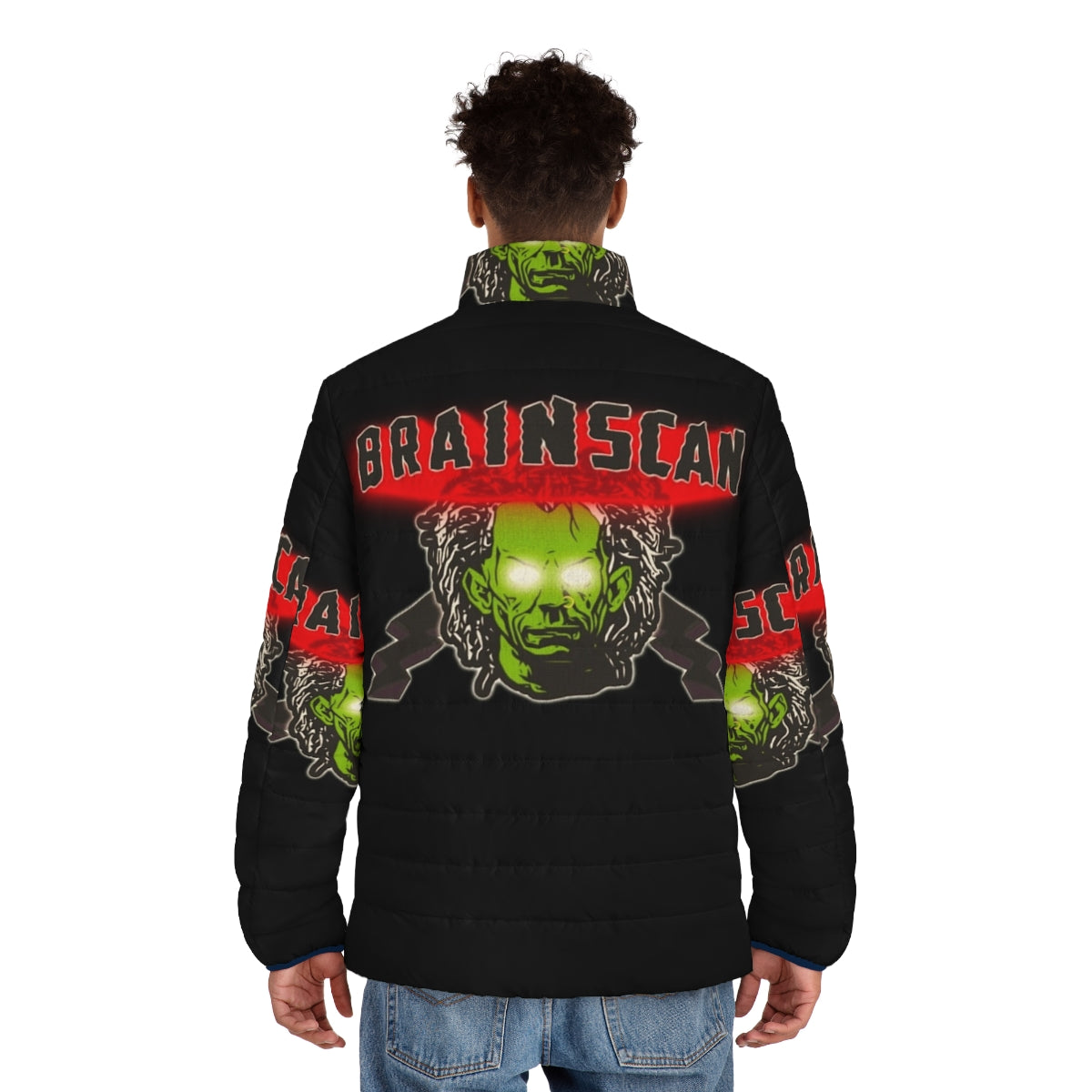 Brainscan Puffer Jacket - 90s horror movie inspired outerwear - men back