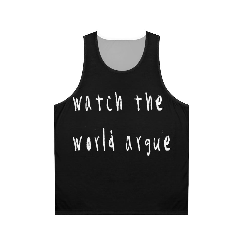 Unisex 80s INXS band tank top with political typography design