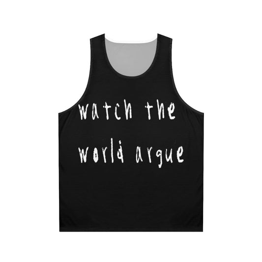 Unisex 80s INXS band tank top with political typography design