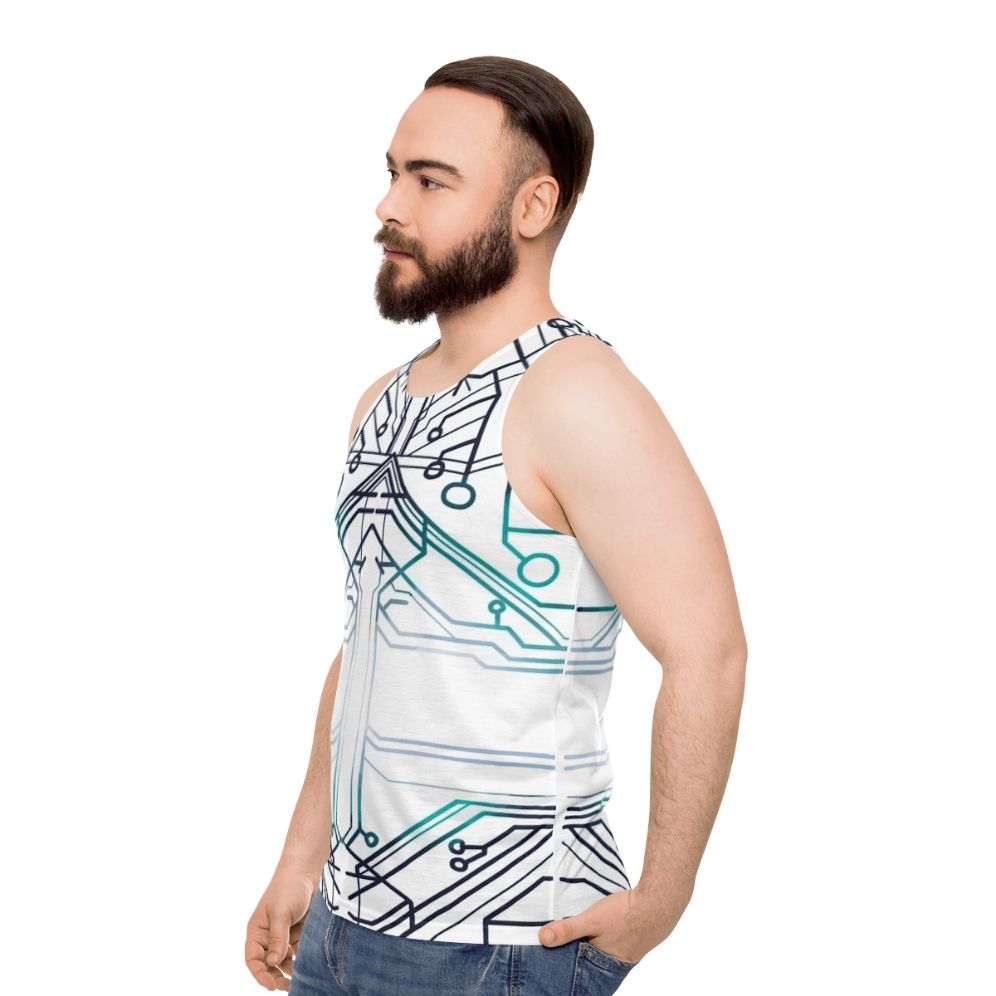 Unisex tank top with Squip circuits design from the musical Be More Chill - men side