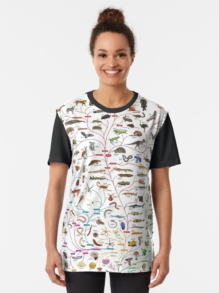 Darwinian evolution tree of life graphic on t-shirt - Women