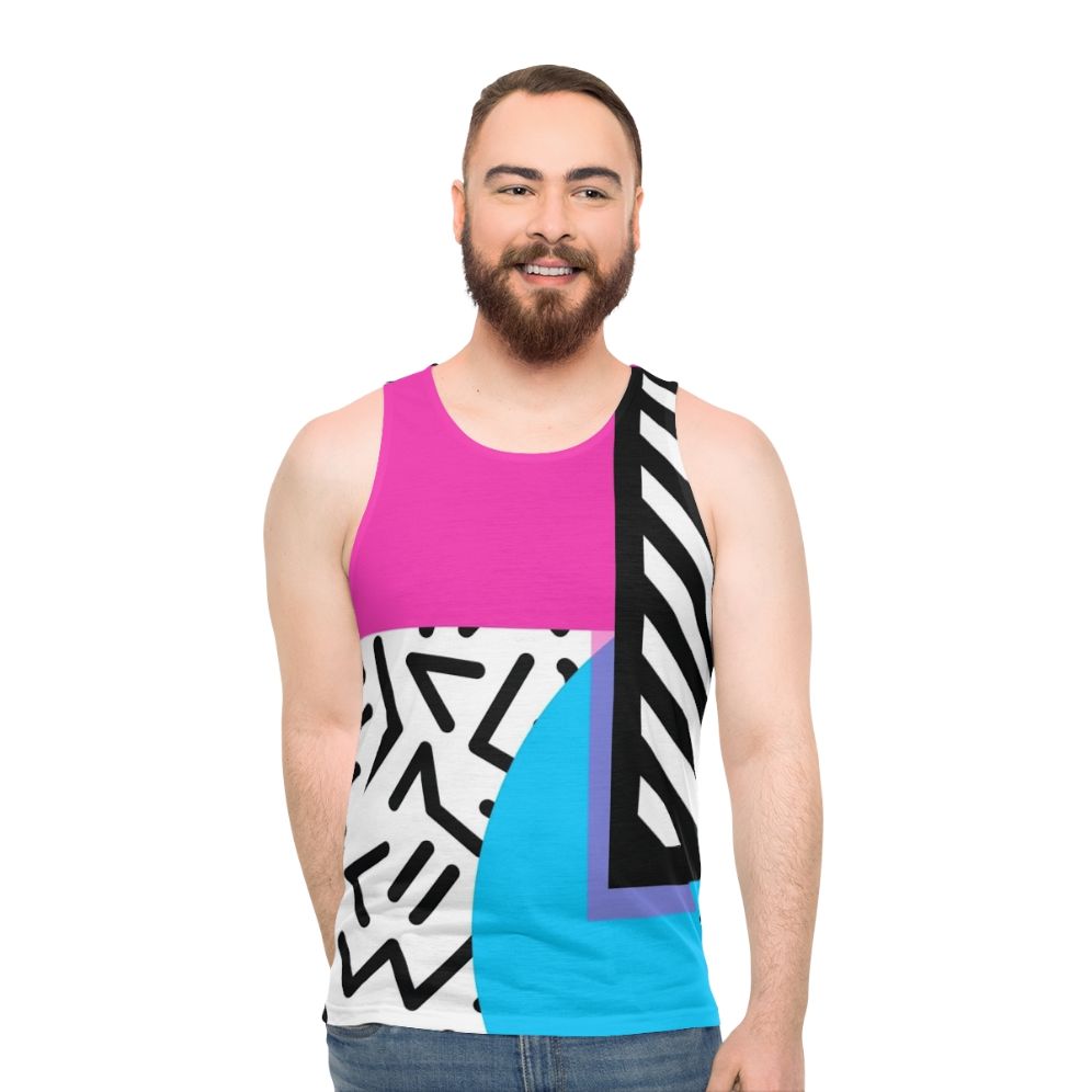 Retro Memphis abstract geometric unisex tank top - men