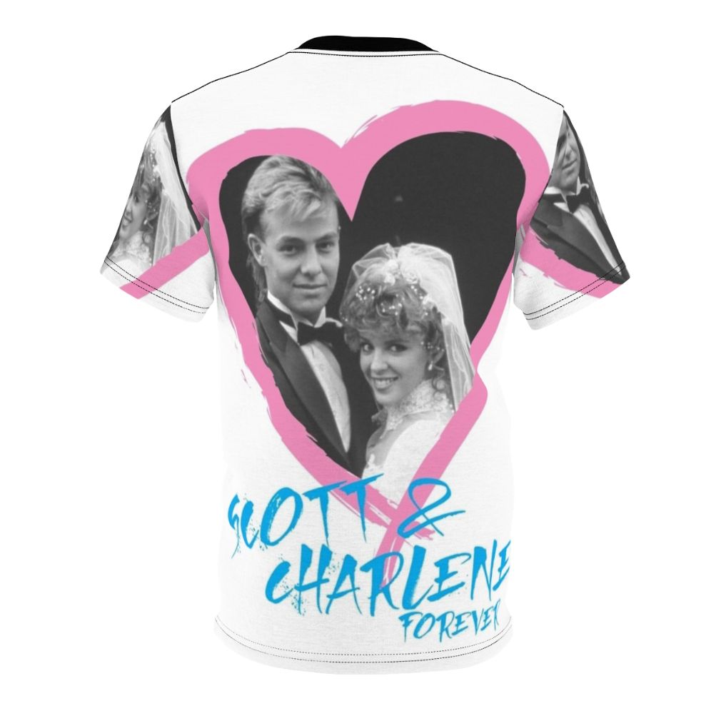 Commemorative t-shirt featuring the iconic Neighbours couple Scott and Charlene - Back